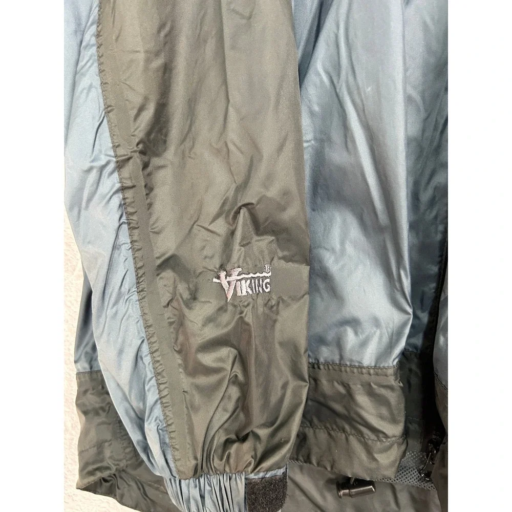 Viking Windigo Packable Rain Jacket‎ Mens Large Blue Black Hooded Windbreaker L
